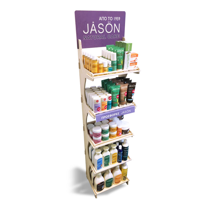 5 Tier Wooden Display Rack for Retail Stores with slanted Angle Shelves-Flat Pack - SKU: 550