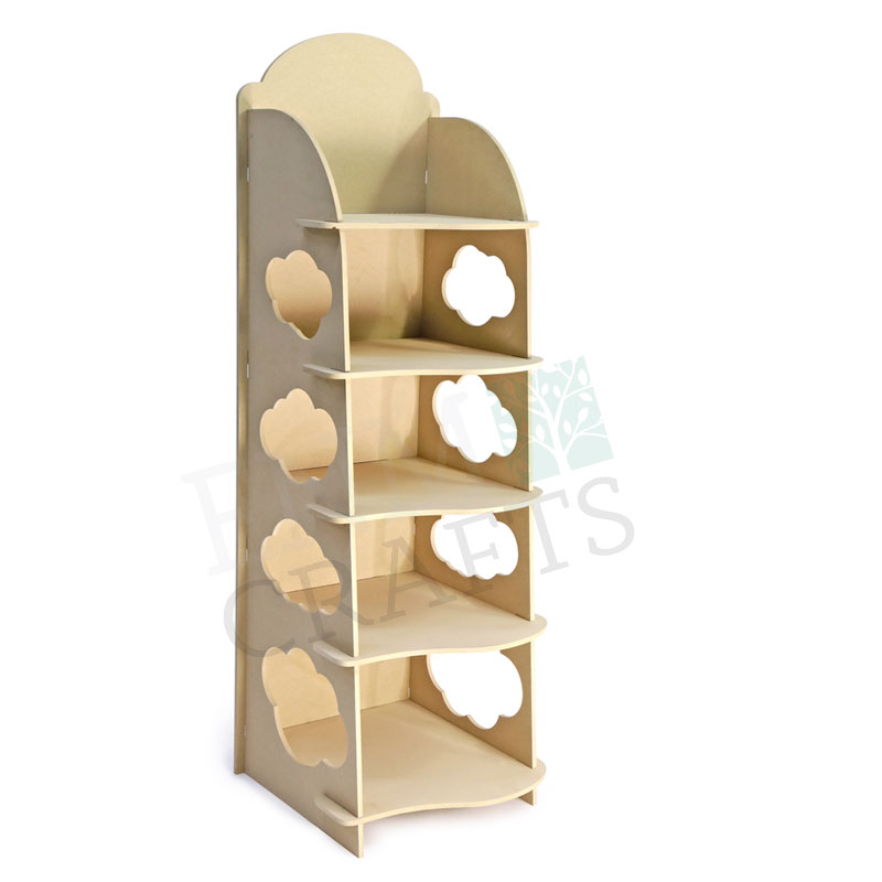 Sky, 5 Shelves Wooden Rack with lovely cloud Cutouts - SKU: 411