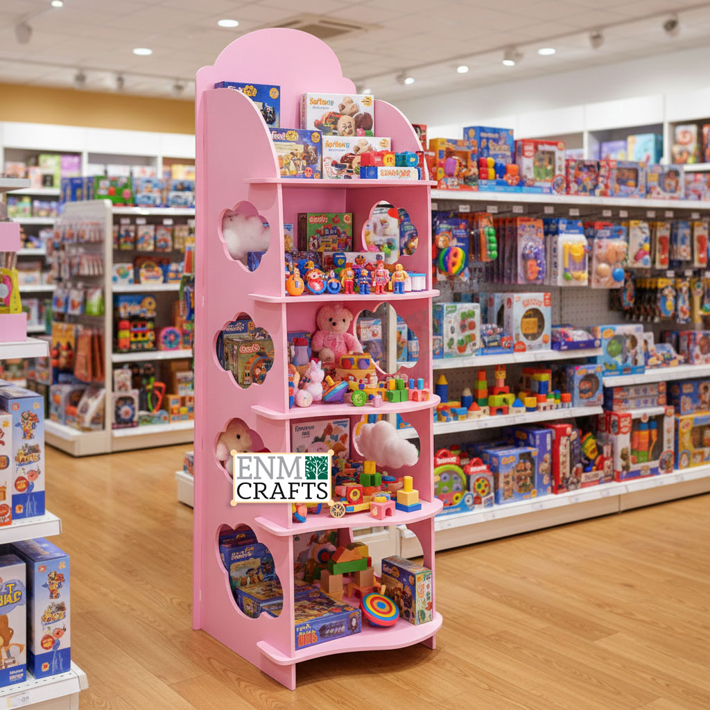 Sky, 5 Shelves Wooden Rack with lovely cloud Cutouts - SKU: 411