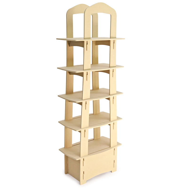 5 Tier Tower Wood Retail Shelf Display, flat pack - SKU: 406