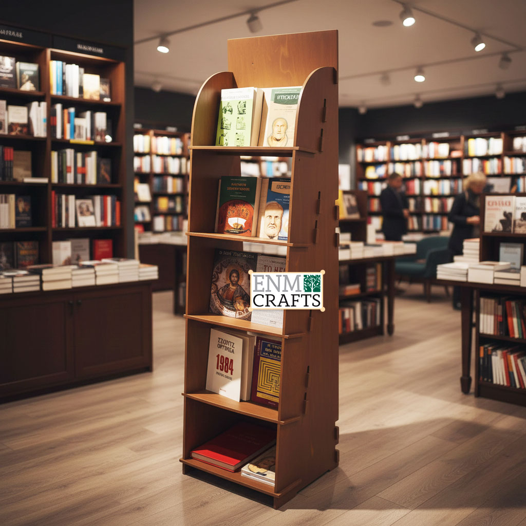 Book, Magazine Wooden Display Unit, No Tools, Flat Pack - SKU: 468
