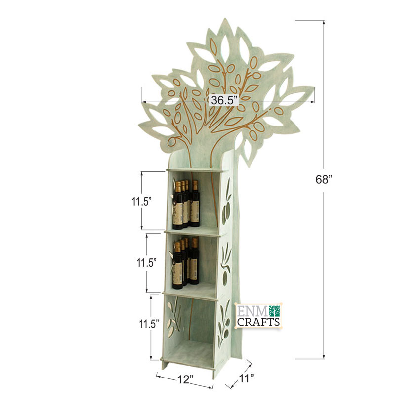 Tree Cutout, 4 Tier Retail Wooden Floor Bottle Display Ships Flat - SKU: 580