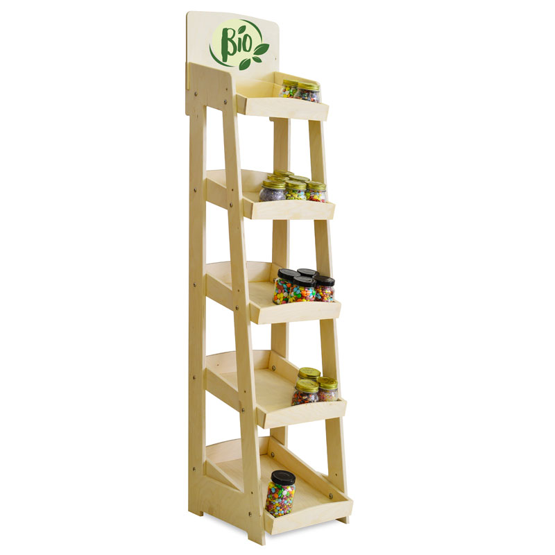 Tower, 5 Tier Retail Shelving Unit with combination of horizontal and angled shelving - SKU: 510