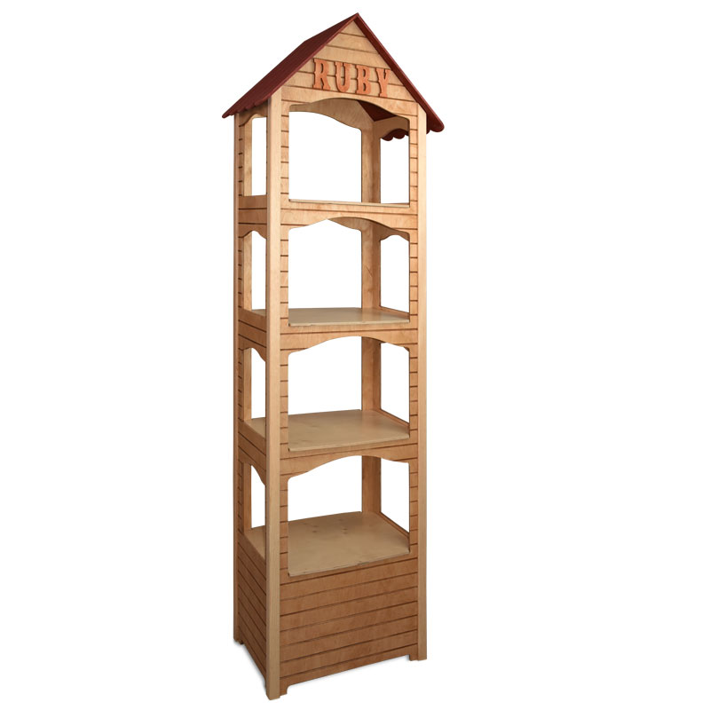 Ruby, 4-Sided Rustic Cabin Wooden Display Unit with 4 Shelves-677