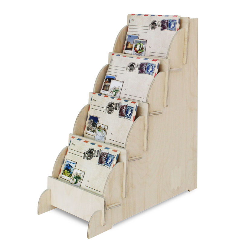 4 Tier Wooden Counter Card Display Stand Flat Pack